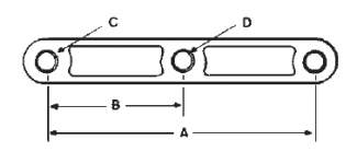 Eq, Cast, 8" Straight (2ea), 9/16" & 1ea 3/4" Holes